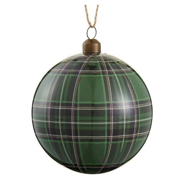Green Plaid Ball Ornaments