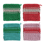 Cotton Crocheted Pot Holder with Stripe