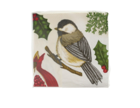 Cocktail Napkins with Botanicals & Bird