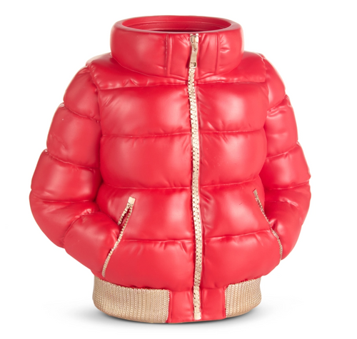 Red Puffer Jacket Vase