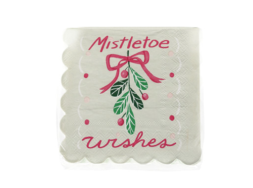 Paper Scalloped Napkins Mistletoe Wishes