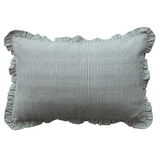 Green Striped Ruffle Pillow