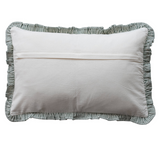 Green Striped Ruffle Pillow