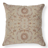 Taupe Linen Embroidered Floral Pillow
