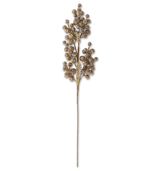Brown & Gold Beaded Berry Stem - 30.5"L