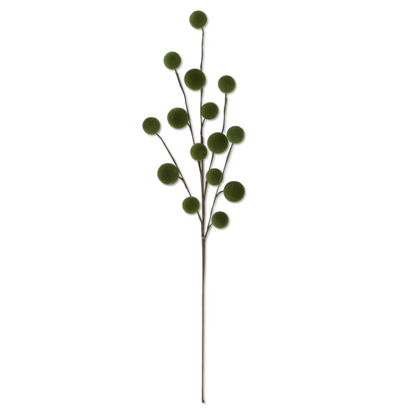 Green Flocked Ball Stem