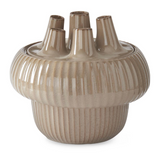Tan Ceramic Flower Frog Vase