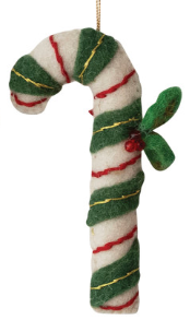 Wool Felt Candy Cane Ornaments