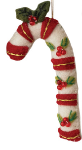 Wool Felt Candy Cane Ornaments