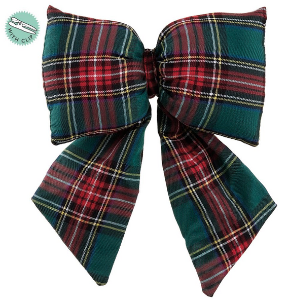 Green & Red Plaid Bow Clips
