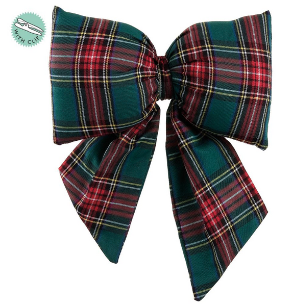 Green & Red Plaid Bow Clips