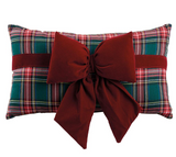 Velvet Bow Plaid Lumbar Pillow