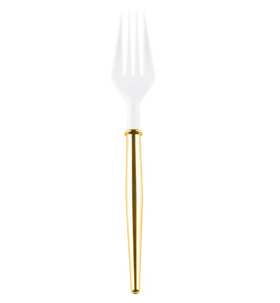 White & Gold Cocktail Fork Set by Sophistiplate