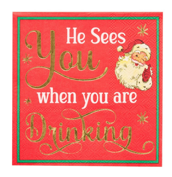 "He Sees You..." Cocktail Napkins by Sophistiplate