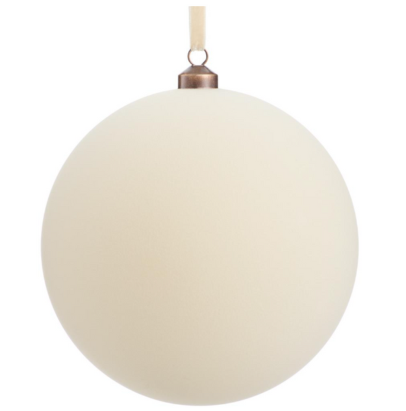 Cream Flocked Ball Ornaments