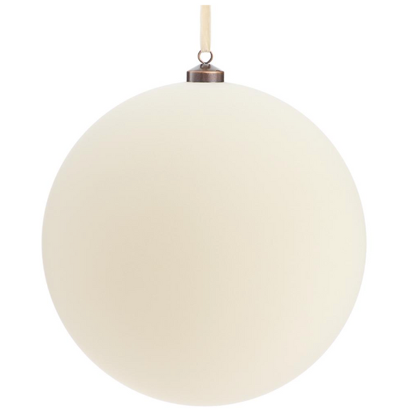 Cream Flocked Ball Ornaments