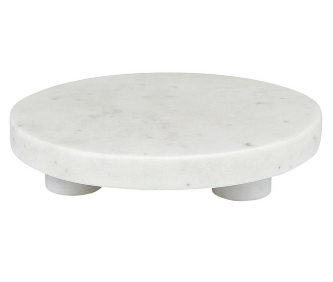 White Marble Round Footed Tray