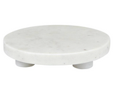 White Marble Round Footed Tray