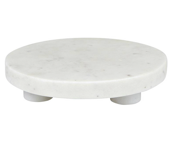 White Marble Round Footed Tray
