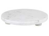 White Marble Round Footed Tray