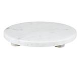 White Marble Round Footed Tray