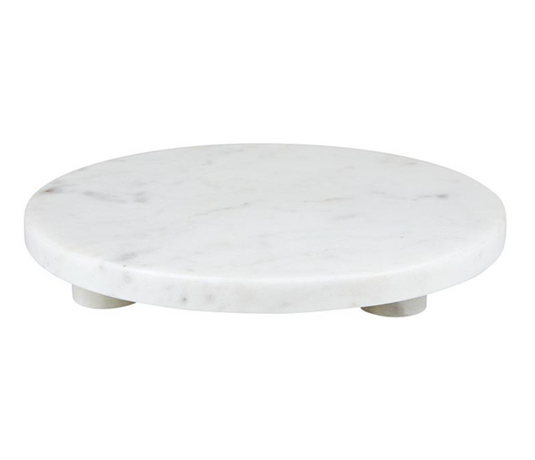 White Marble Round Footed Tray