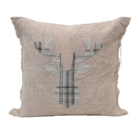 Patchwork Deer Holiday Pillow