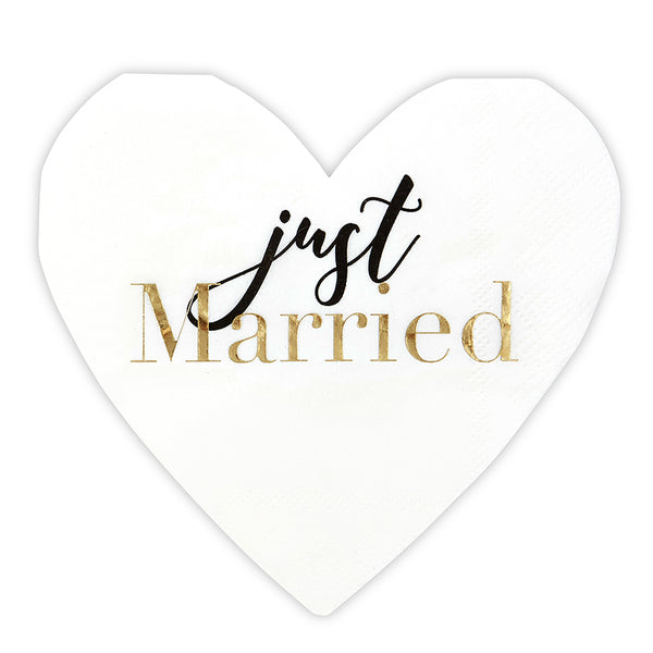 Just Married Heart Paper Napkins