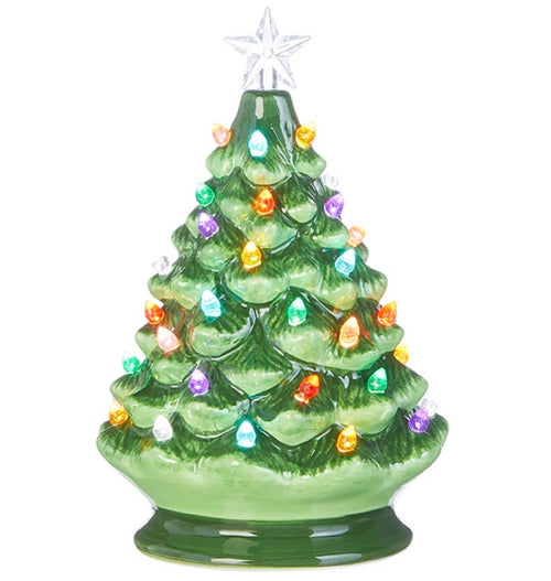 Vintage Green Porcelain Lighted Tree