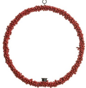Berry Wreath With Taper Candleholder- 16"