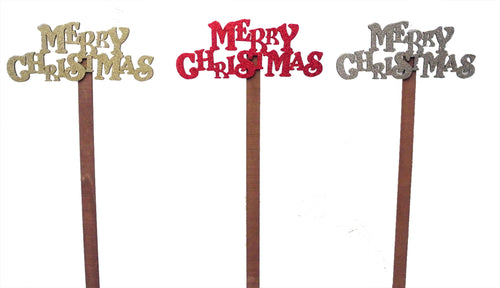 "Merry Christmas" Wooden Pick