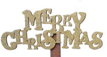 Merry Christmas Wooden Pick