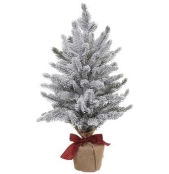 Flocked Pine Tree in Burlap