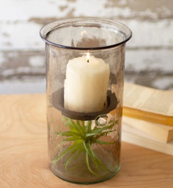 Mini Smoked Recycled Glass Candle Cylinders