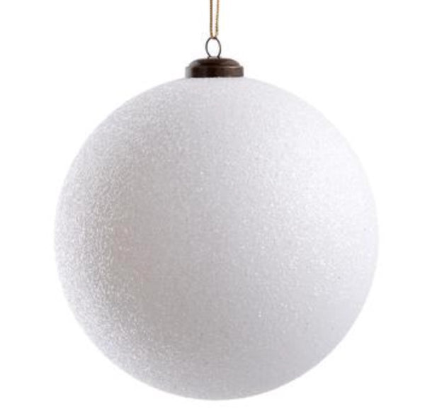 White Glittered Plastic Ball Ornaments