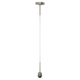 PENDEL NICKEL SATIN W/TRANSPARENT WIRE & BEIGE DRUM SHADE