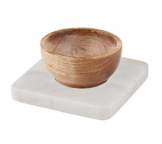 Mini Marble Tray with Wooden Bowl