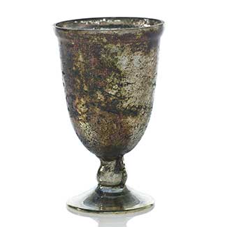 Etched Leaf Glass Votive