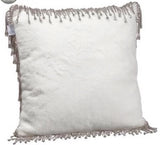 White Fur & Rhinestone Pillow