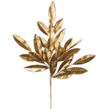 Gold Metallic Longan Leaf Spray