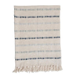Blue & Ivory Embroidered Throw