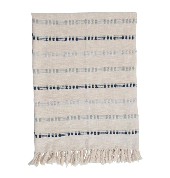 Blue & Ivory Embroidered Throw