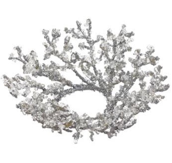 Silver Iced Twig Candle Ring - 3"