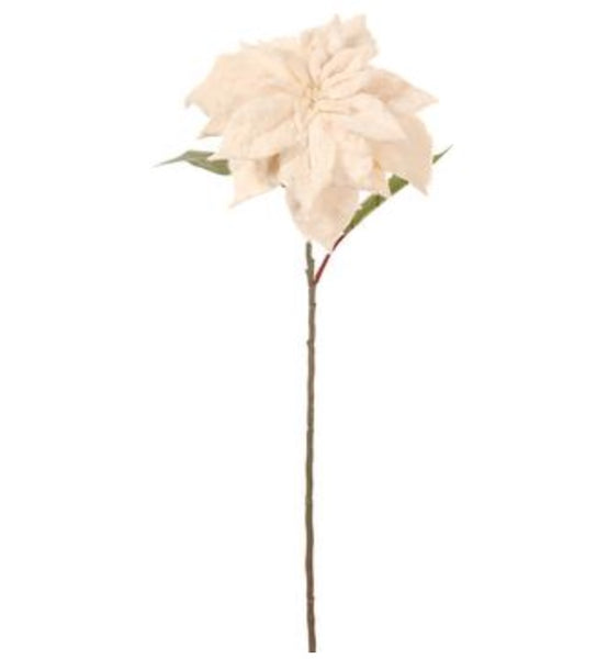 Cream Fur Poinsettia Spray - 28"