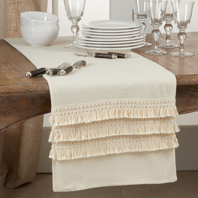 Fringe Lace Applique Table Runner