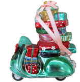 Scooter with Gifts Glass Ornament