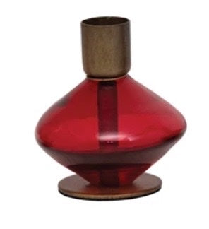 Blown Red Glass Taper Holders