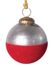 Flocked Mercury Glass Ball Ornaments