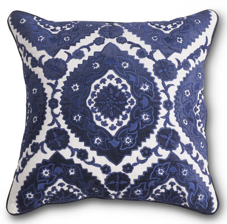 Light Blue & White Quatrefoil Pillow