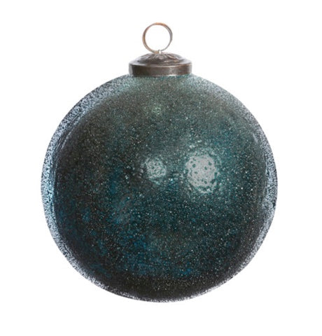Shiny Dark Teal Mercury Glass Ball Ornament